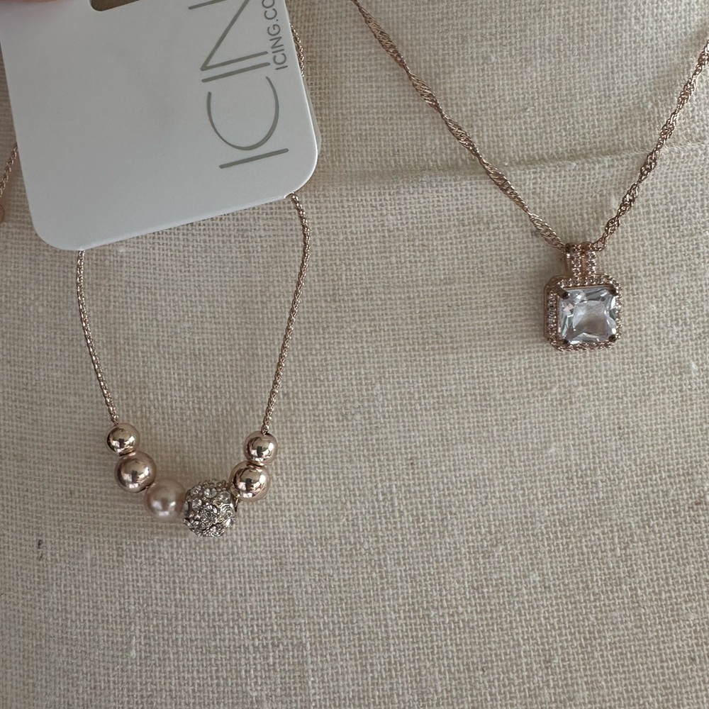 Icing Light Rose Gold Necklace and Adjustable Bracelet